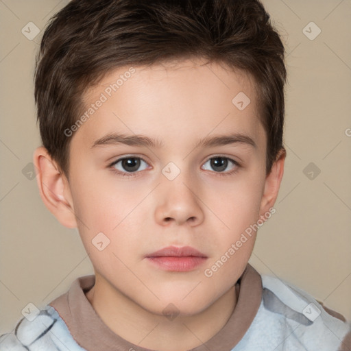 Neutral white child male with short  brown hair and brown eyes