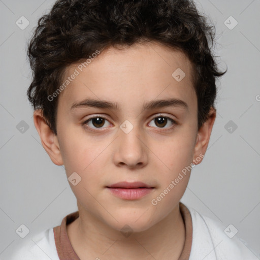 Neutral white child male with short  brown hair and brown eyes