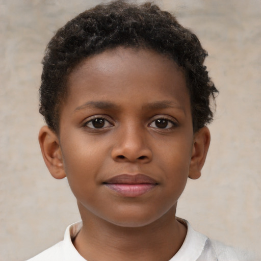 Neutral black child male with short  brown hair and brown eyes