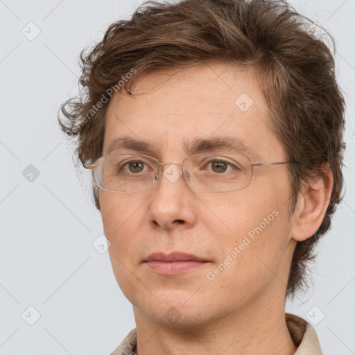 Neutral white adult male with short  brown hair and brown eyes