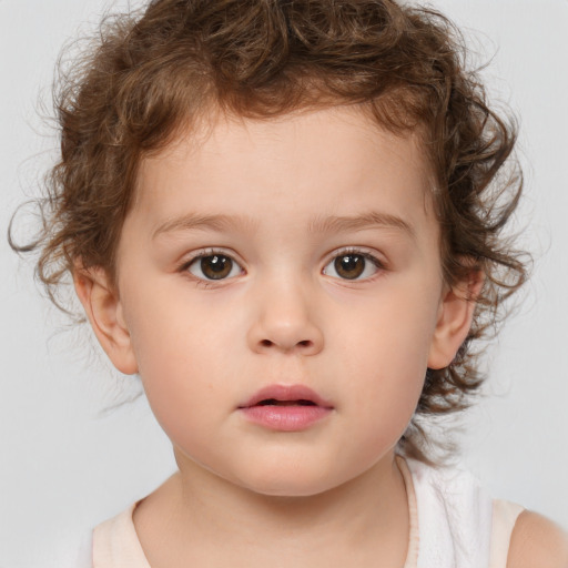 Neutral white child female with medium  brown hair and brown eyes