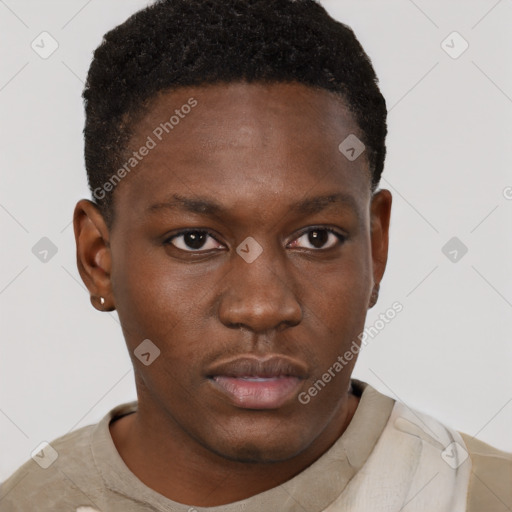 Neutral black young-adult male with short  brown hair and brown eyes