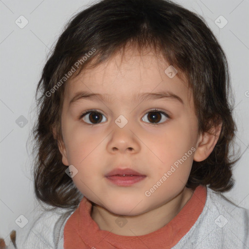 Neutral white child female with medium  brown hair and brown eyes