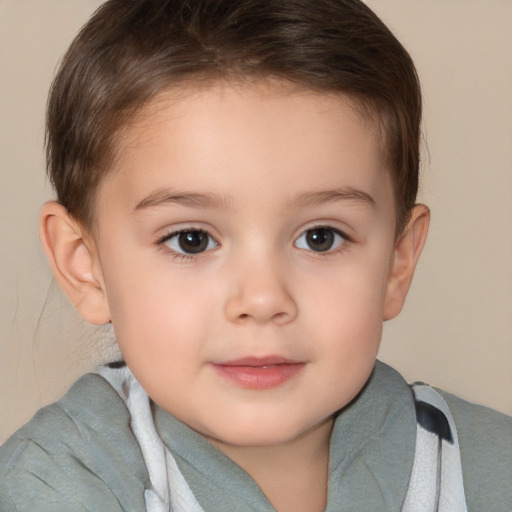 Neutral white child female with short  brown hair and brown eyes