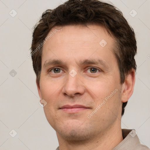 Neutral white adult male with short  brown hair and brown eyes