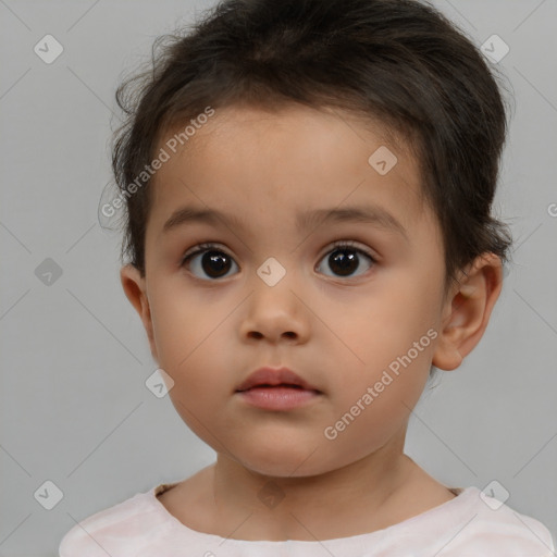 Neutral white child male with short  brown hair and brown eyes