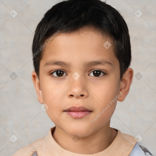 Neutral white child male with short  brown hair and brown eyes