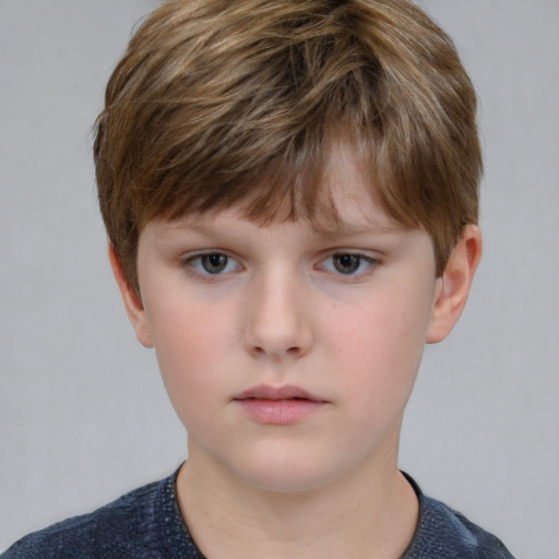 Neutral white child male with short  brown hair and grey eyes