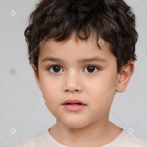 Neutral white child male with short  brown hair and brown eyes