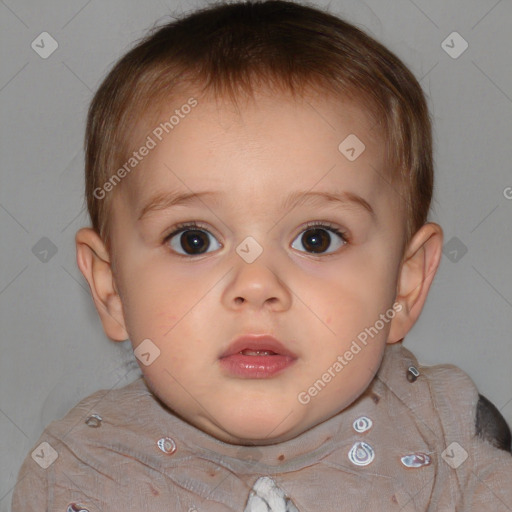 Neutral white child male with short  brown hair and brown eyes