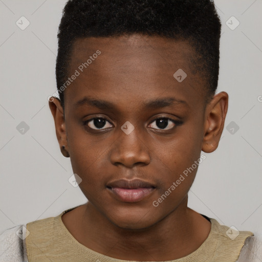 Neutral black young-adult male with short  brown hair and brown eyes