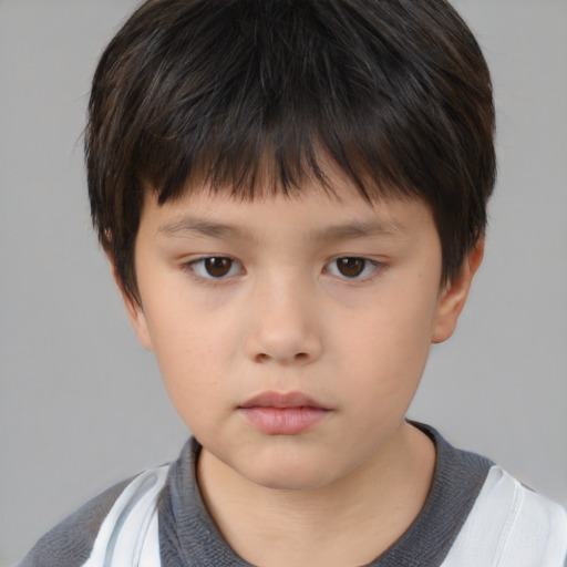 Neutral white child male with short  brown hair and brown eyes