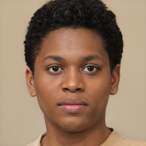 Neutral black young-adult male with short  brown hair and brown eyes