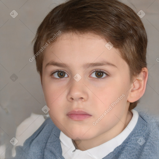 Neutral white child male with short  brown hair and brown eyes