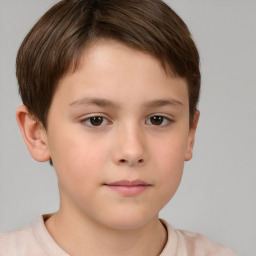 Neutral white child male with short  brown hair and brown eyes