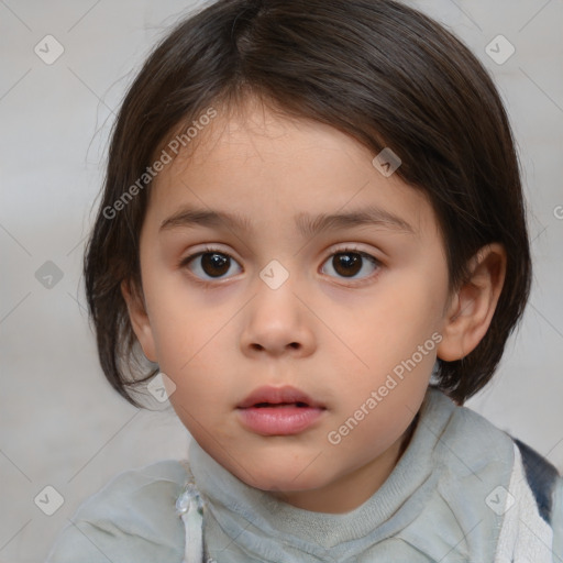 Neutral white child female with medium  brown hair and brown eyes