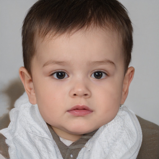 Neutral white child male with short  brown hair and brown eyes