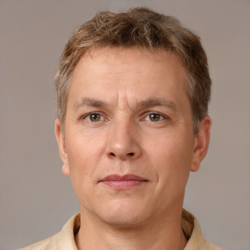 Neutral white adult male with short  brown hair and brown eyes