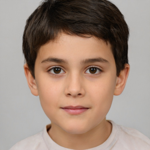 Neutral white child male with short  brown hair and brown eyes