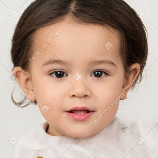 Neutral white child female with medium  brown hair and brown eyes