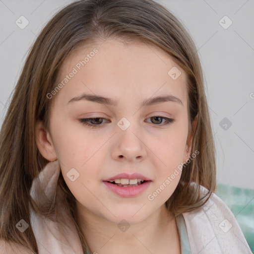 Neutral white child female with medium  brown hair and brown eyes