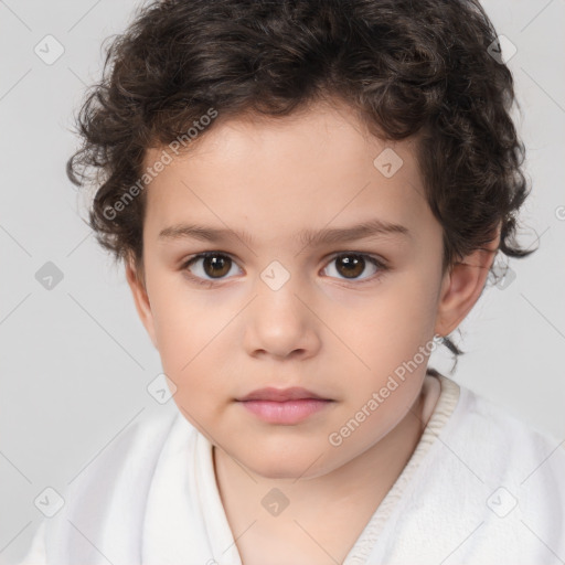 Neutral white child male with short  brown hair and brown eyes