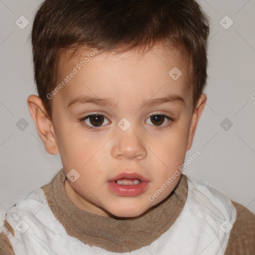 Neutral white child male with short  brown hair and brown eyes