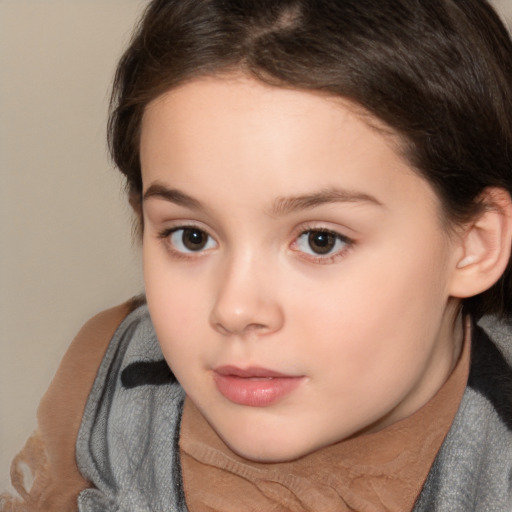 Neutral white child female with short  brown hair and brown eyes