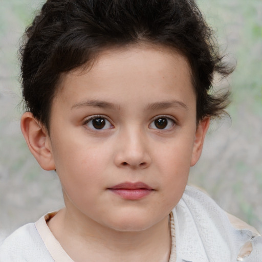 Neutral white child female with short  brown hair and brown eyes