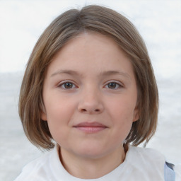 Neutral white child female with medium  brown hair and brown eyes