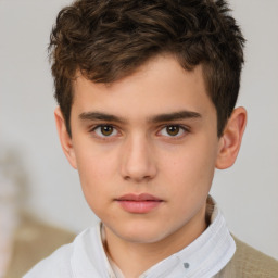 Neutral white child male with short  brown hair and brown eyes