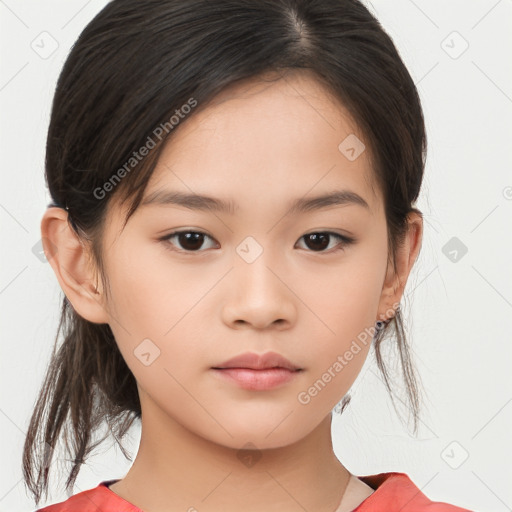 Neutral white child female with medium  brown hair and brown eyes