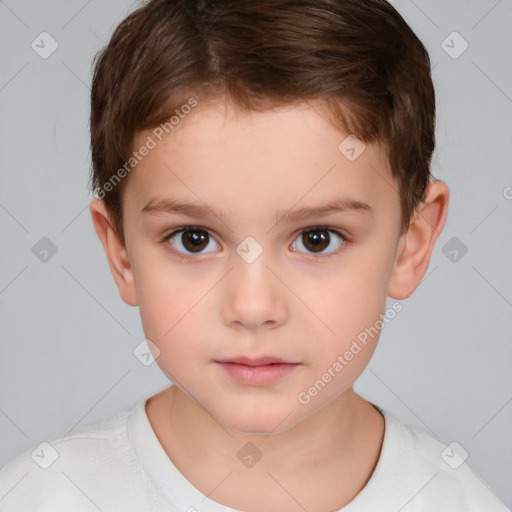 Neutral white child male with short  brown hair and brown eyes