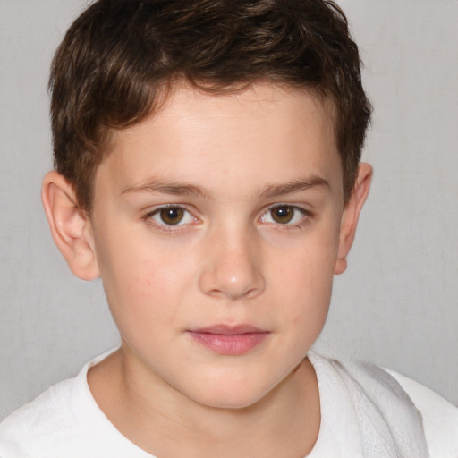 Neutral white child male with short  brown hair and brown eyes