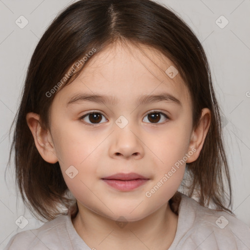 Neutral white child female with medium  brown hair and brown eyes