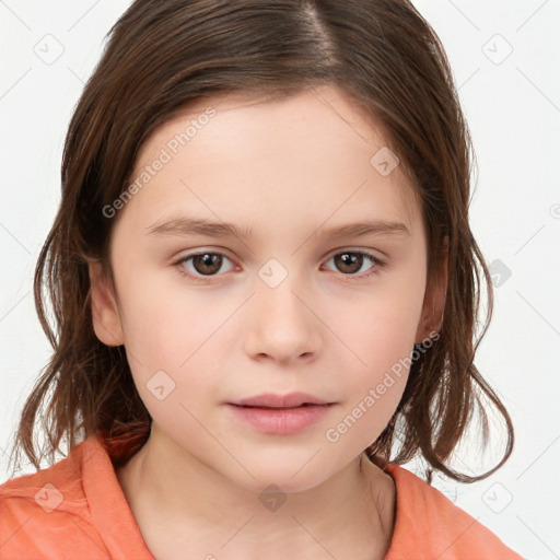 Neutral white child female with medium  brown hair and brown eyes