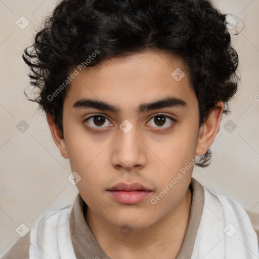 Neutral latino young-adult male with short  brown hair and brown eyes