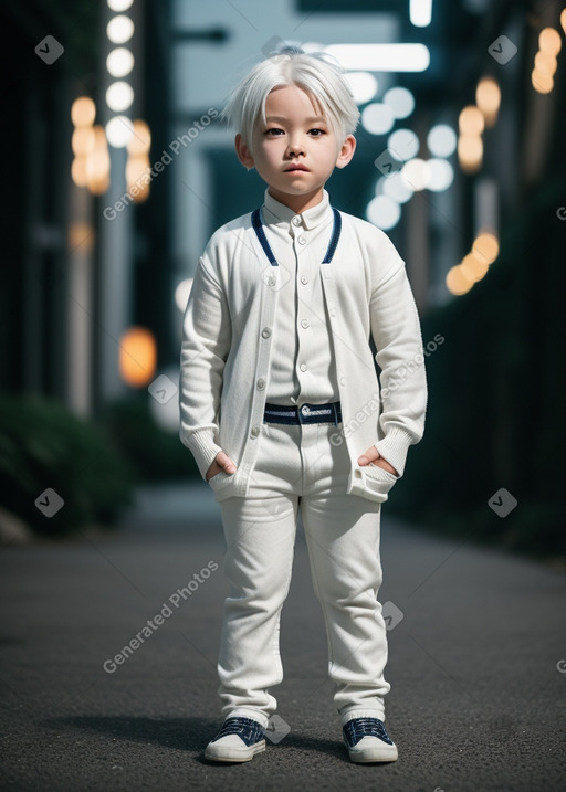 Taiwanese child boy with  white hair