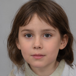 Neutral white child female with medium  brown hair and brown eyes