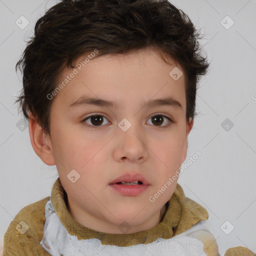 Neutral white child female with short  brown hair and brown eyes