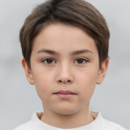 Neutral white child female with short  brown hair and brown eyes