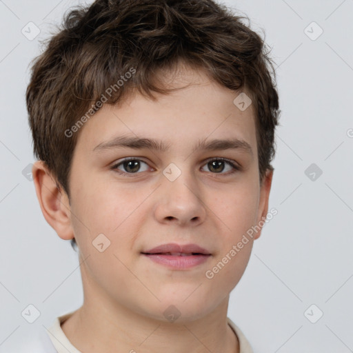 Neutral white child male with short  brown hair and brown eyes