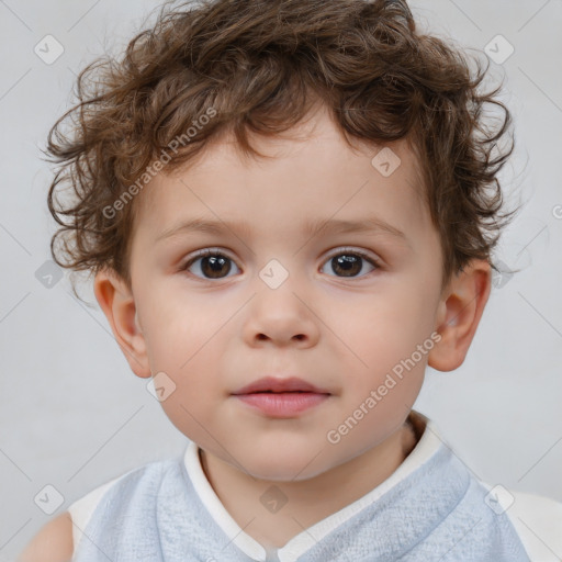 Neutral white child male with short  brown hair and brown eyes