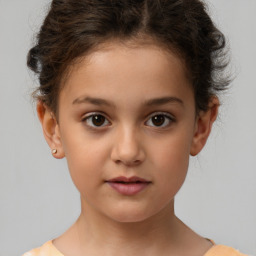 Neutral white child female with short  brown hair and brown eyes