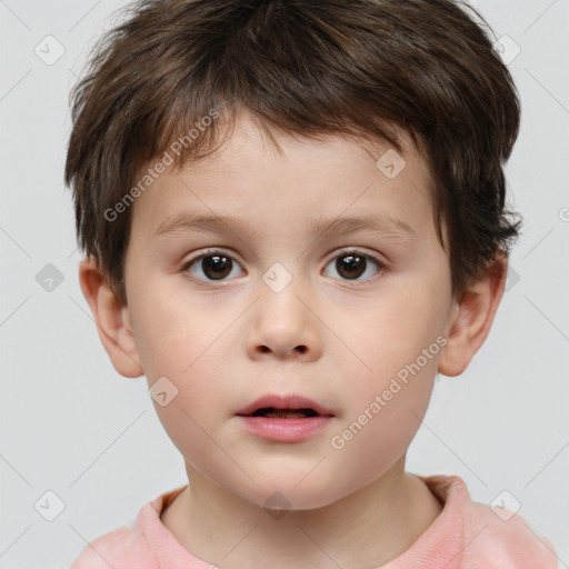 Neutral white child male with short  brown hair and brown eyes