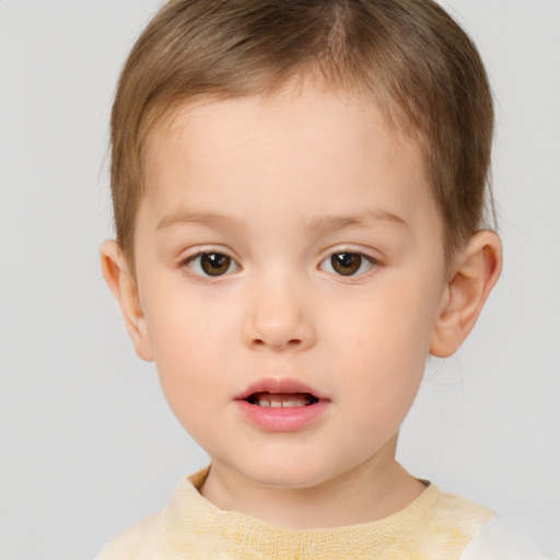 Neutral white child male with short  brown hair and brown eyes