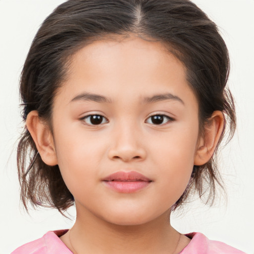 Neutral white child female with medium  brown hair and brown eyes