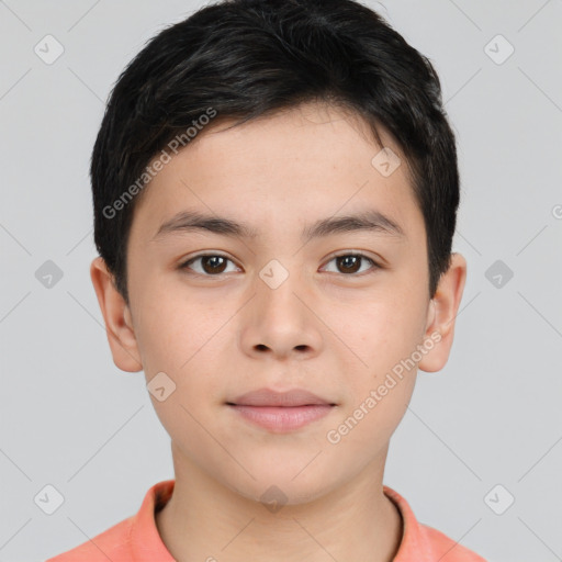 Neutral asian young-adult male with short  brown hair and brown eyes