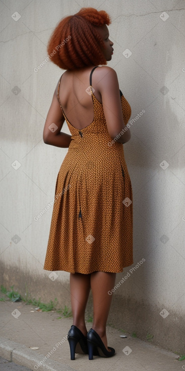 Tanzanian middle-aged female with  ginger hair