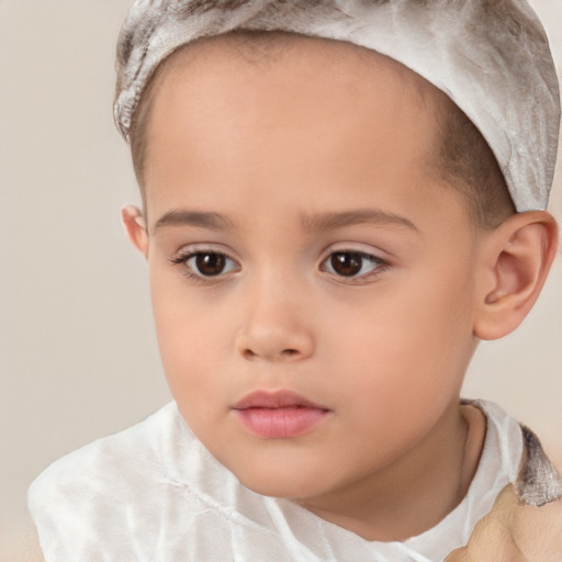 Neutral white child female with short  brown hair and brown eyes